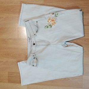 Jessica sport beige floral embroidered jean  like pants size 12 inseam 32